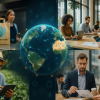 Collage que muestra a emprendedores, agricultores, equipos tecnológicos e iniciativas sostenibles de distintas partes del mundo, representando a startups como Too Good To Go, EthicHub, Norrsken, Ship2B y Creas, unidas por la innovación de impacto social y ambiental.